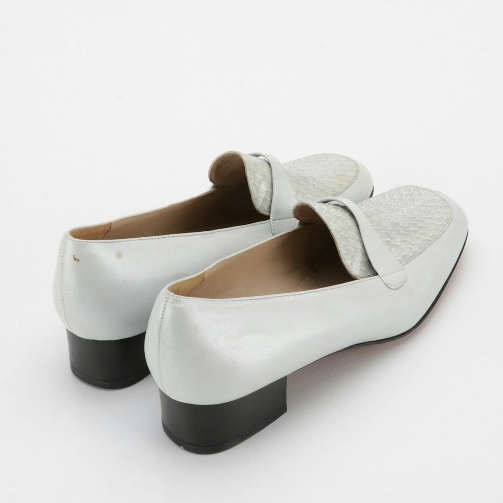 Hopman Pale Blue Leather Snake Skin Vintage Loafers Made in‎ Italy Size 8.5 - Picture 2 of 6